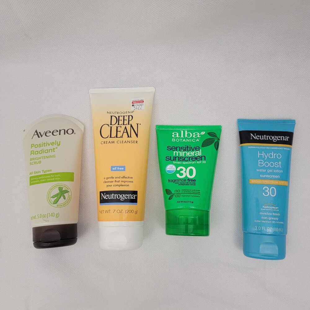 NEUTROGENA Aveeno Alba Skincare Lot Bundle of 4 Pieces Cleansers SPF